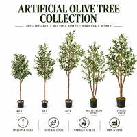 Arbre d'olivier artificiel de 6 pieds pour salon, plante artificielle réaliste en pot avec tronc texturé pour décoration intérieure