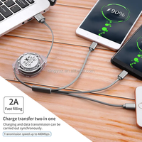 Cable USB 3 en 1 para Teléfono, Cables de Carga y Datos, Carga Rápida de 3A, Tipo-C, Cable USB Retráctil 3 en 1 para Teléfono Móvil Android