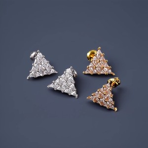 Geometric Triangle Stud Earrings Micro Insert Zircon Unisex Everyday Wear - Product Image 1