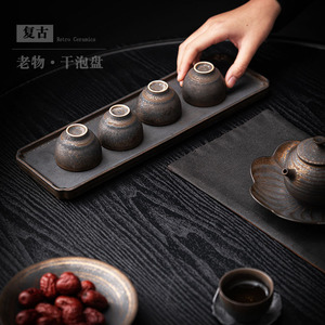 Bandeja de té rectangular de cerámica, bandeja retro para preparación de té en seco, para mesa de té en casa, estilo simple - Product Image 2
