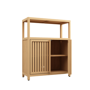 Bamboo Storage Cabinet With <b>Shelves</b> For Bathroom Living Room Large Capacity Furniture Organizer - Product Image 4