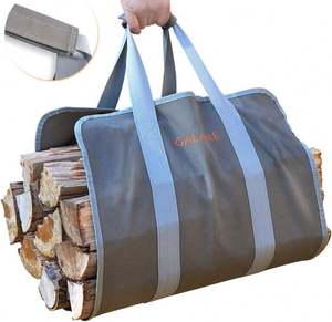Échantillon gratuit, porte-bois de chauffage en toile cirée légère avec fermeture éclair de luxe, poignée et sac de transport robuste pour bûches - Product Image 1