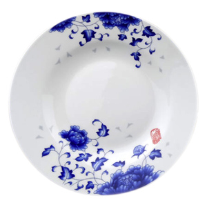 Piatto per Burro in Melamina Bianco con Bordo Floreale <span class=keywords><strong>Blu</strong></span>, per Casa e Ristorante, Ideale per Insalate, Pasta e <span class=keywords><strong>Piatti</strong></span> Principali - Product Image 5