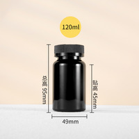 Fabrication Prix 250ml PET Noir Bouteille En Plastique Pilule Capsule Pot Médicament Conteneur Paquet avec Couvercle CRC