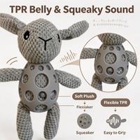 Jouet pour chien en peluche et TPR gris, jouet interactif qui couine pour les chiens de petite et moyenne taille