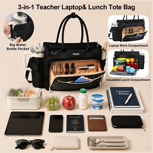YOUK Double Compartment Insulated Lunch Bag Durable Leakproof Portable Thermal PEVA Tote Bag for Work Office Picnic Outdoor - Product Image 2
