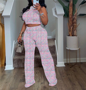 Completi Sportivi Casual da Donna 2 Pezzi: Top Corto e Pantaloni a Gamba <span class=keywords><strong>Larga</strong></span> Coordinati - Tute Fitness 2026 - Product Image 3