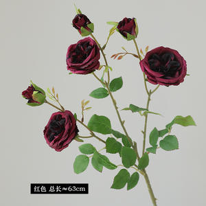 Rose artificielle de luxe à 3 têtes, style européen, pour allée de mariage et décoration intérieure - Product Image 6