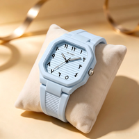 Montre-bracelet carrée rose mignonne pour femme, bracelet en silicone confortable, montre à quartz décontractée pour un usage quotidien