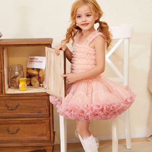 Robe Tutu <span class=keywords><strong>Princesse</strong></span> à Bretelles pour Filles, Modèle Été 2026, avec Jupe en Tulle à Volants et Effet Gâteau, pour 1-6 ans - Product Image 1