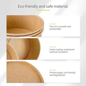 Compostable dùng một lần các tông đưa ra container thực phẩm kraft giấy súp salad Ramen bát với nắp rõ ràng - Product Image 4