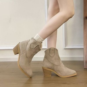 Bottes pour femmes à bout pointu, <span class=keywords><strong>talon</strong></span> moyen, bottes tendance, hiver, nouvelle taille grande, <span class=keywords><strong>talon</strong></span> épais, bottes vintage à enfiler pour femmes en stock - Product Image 4