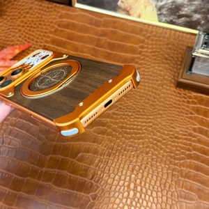 เคสแม่เหล็กแผ่นหลังไม้วอลนัทใหม่สำหรับ iPhone 17 13 14 15 16 Pro Max พร้อม 360 °   ขาตั้งโทรศัพท์แบบวงแหวน อลูมิเนียมอัลลอยด์ ฝาครอบไร้ขอบ - Product Image 6