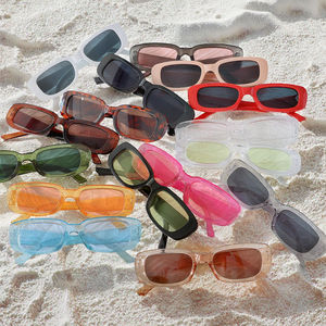 2025 Модные Винтажные Солнцезащитные очки в квадратной оправе UV400 с линзами, маленькие прямоугольные солнцезащитные очки на заказ - Product Image 3