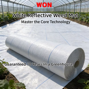 Rollos de Láminas de Plástico de Polietileno Blanco WON para Piso de Invernadero, Cubierta de Suelo Tejida, Tela Repelente de Hierba Negra con Protección UV para Interiores - Product Image 3