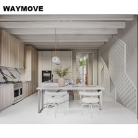 Meubles de cuisine modulaires contemporains WAYMOVE, évier, plan de travail en marbre/résine, charnières écologiques, robinet, finition personnalisée, style moderne