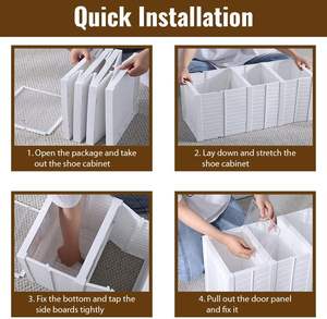 6層靴ラック収納オーガナイザーボックス透明折りたたみプラスチック靴キャビネット - Product Image 5