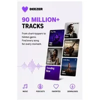 Deezer 12 mois, Musique Premium, Abonnement, Hifi, Écoute hors ligne 1 an