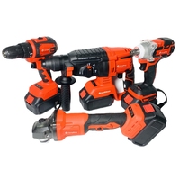 Juego de Herramientas Eléctricas Inalámbricas de 21V, 4 Piezas, Martillo, Amoladora, Llave Inglesa, Taladro, OEM, Bricolaje, Reparación del Hogar, Caja de Plástico Portátil