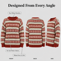 Pulls en tricot Fair Isle personnalisés pour femmes, à manches longues, col rond, jacquard géométrique à losanges, pulls épais et chauds pour l'hiver