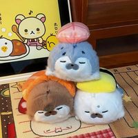 Porte-clés en peluche en forme de loutre de mer, jouets mignons en forme de phoque sushi, animaux en peluche, pendentif pour sac à dos