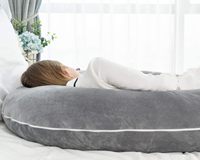 Oreiller de grossesse en forme de U avec remplissage en polyester à couche d'air réglable-Oreiller de maternité idéal pour tous