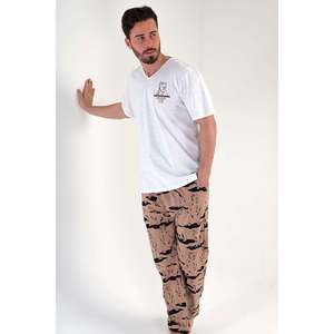 <b>Mens</b> V-Neck Short-Sleeve Silk and Cotton <b>Pajama</b> <b>Set</b> Home Wear Robe with Custom Logo Print Casual Style XL Size - Product Image 6