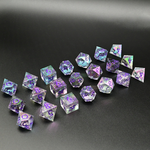 Dés en résine polyédriques de la série Planet, 4 couleurs, yeux de <span class=keywords><strong>dragon</strong></span> électro-plaqués, DND <span class=keywords><strong>5E</strong></span> RPG, LM Factory Direct - Product Image 2