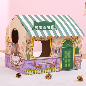 Best-selling Modern Luxury <strong>Cat</strong> <strong>Box</strong> House <strong>Cat</strong> <strong>Bed</strong> &amp; Scratch Board All-in-One Standing <strong>Box</strong> with Carton Material and Privacy Design - Product Image 2