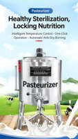 Machine de pasteurisation à contrôle de température numérique 0 - 100 ° Chaudière à lait industrielle en acier inoxydable pour les petites exploitations agricoles