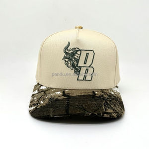 Gorra de Béisbol Blanca Personalizada de Dos Tonos con Bordado de Cabeza de Toro <span class=keywords><strong>DR</strong></span> y Visera de Camuflaje, para Caza al Aire Libre, Estilo Casual, con Cierre a Presión - Product Image 4