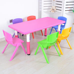 Ensemble de meubles pour enfants, bureau et chaise en plastique, mobilier de salle de classe de maternelle, hauteur réglable - Product Image 5