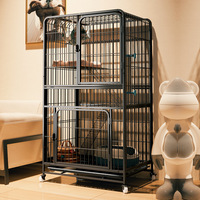 Bouton de cage d'exposition de chat en fil de métal de luxe pliable robuste conception à trois étages taille personnalisable pour une utilisation intérieure/extérieure