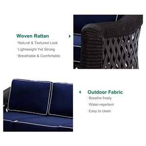 Conjunto de Muebles de Jardín de Lujo Modernos de Ratán y Aluminio para Exteriores, Sofás de Patio Resistentes a los Rayos UV para Jardín, Hotel, Villa, Parque - Product Image 3