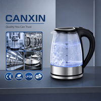 Bouilloire électrique sans fil à double paroi certifiée ETL de 1,7 L, 1800 W, silencieuse, en verre, pour la maison, la voiture et les camping-cars