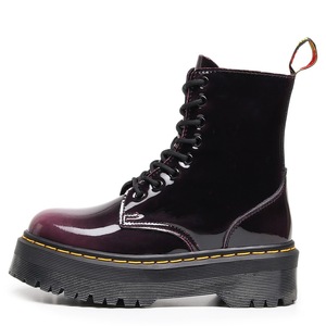 Women's Patent Leather <b>Boots</b> Lace-Up Round Toe Chunky Heel Anti-Slip Rubber Outsole All Seasons Solid Color Wholesale - Product Image 2