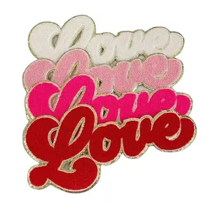 Low MOQ Quick Sample Customization Red Love Valentine's Day embroidery 3D Chenille Patch