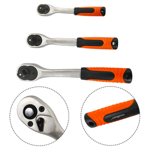 Kunci Pas Ratchet 72 Gigi Dua Arah Lepas Cepat 1/4, 1/2 dengan Soket Fly Besar Sedang Kecil Gagang Karet Anti-Selip untuk Perbaikan Mobil - Product Image 2