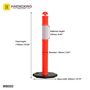 <span class=keywords><strong>T</strong></span> <span class=keywords><strong>Top</strong></span> LDPE Bolardo Goma pesada 6kg Base Naranja Bolardo Advertencia Delineador reflectante Poste reflectante - Product Image 2
