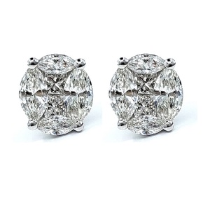 Hong Kong Vente en Gros Diamant Taille Brillant de Haute Qualité Plaqué Or Blanc Massif 18K Mode Occidentale Clou d'Oreille pour Fiançailles Mariage Fête - Product Image 1