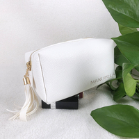 Sac à cosmétiques en cuir Rectangle rose Logo estampage à chaud personnalisé pour femmes