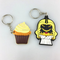 Porte-clés promotionnel en PVC personnalisé avec logo 2D 3D, motif crème glacée mignonne et durable, jaune, style Kawaii