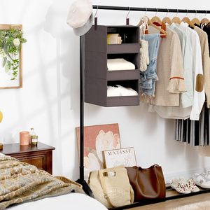 Organisateur de placard suspendu à 3 étagères, étagère de rangement pliable en tissu pour l'organisation de la chambre à coucher, 33x15x85cm - Product Image 6