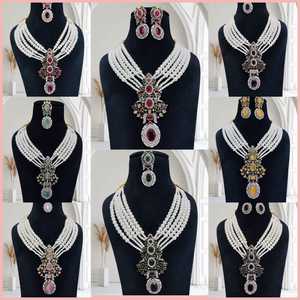 Factory Fashion <b>Crystal</b> Necklace Chunky Statement Zinc Alloy Strand Chain for Anniversary <b>Beads</b> Mala for Engagement Anniversary - Product Image 3