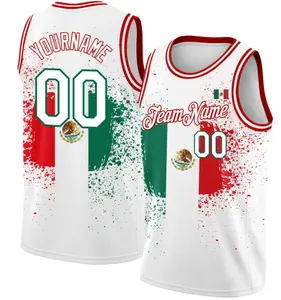 Phổ Biến Nhất Mexico Cờ Sơn Phong Cách Người Đàn Ông Của Trống Bóng Rổ Jerseys Lưới Thể Thao Thể Thao Áo Sơ Mi Tùy Chỉnh Hiệu Suất Đội Đồng Phục