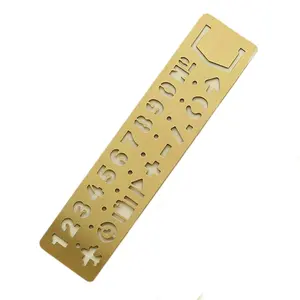 Marcapáginas con diseño de corte láser, regla recta personalizada, número hueco de Metal, patrón de letras