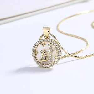 สร้อยคอชุบทองจี้<span class=keywords><strong>ราศี</strong></span>และเสน่ห์โซ่เพชรโมอิสอัญมณีเก๋ไก๋รูปทรงเรขาคณิต - Product Image 2