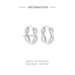 Boucles d'oreilles créoles en argent sterling 925 plaqué or 18 carats, motif chiffre huit 8, style minimaliste populaire - Product Image 2