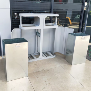 Tùy chỉnh thân thiện với môi công viên Thùng rác có thể thép mạ kẽm tái chế Thùng ngoài trời ánh sáng màu xám Thùng rác - Product Image 4