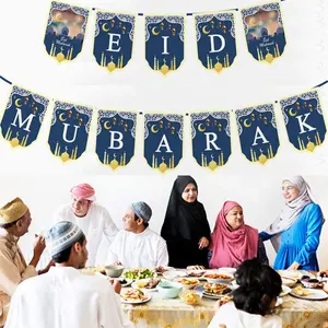 Eid Mubarak Banner Maan Ster Kasteel Hanger Opknoping Ornament Pull Vlag Voor Islamitische Moslim Ramadan Feestdecoratie